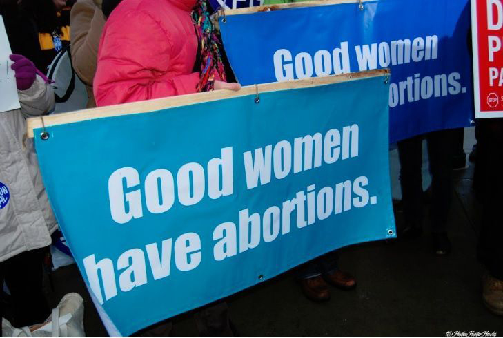 A pro-abortion sign that says: Good women have abortions.