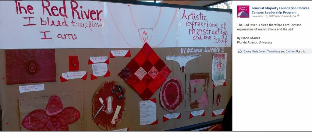 Artist board called: Artistic expression of menstruation and the self by Diana Alvarez The Red River I bleed thereflow I am