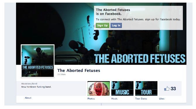 A screen shot of a new Hardcore band called The Aborted Fetuses