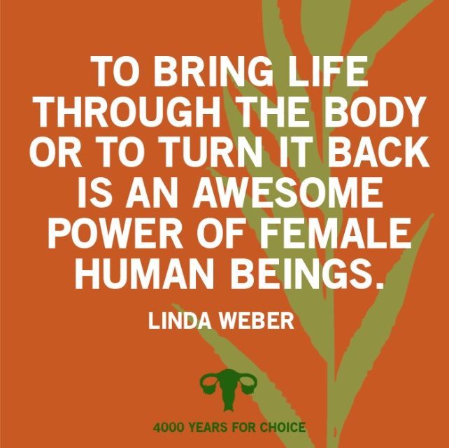 4000 years for choice quote by Linda Weber: "To bring life throught the body or to turn it back is an awesome power of female human beings."
