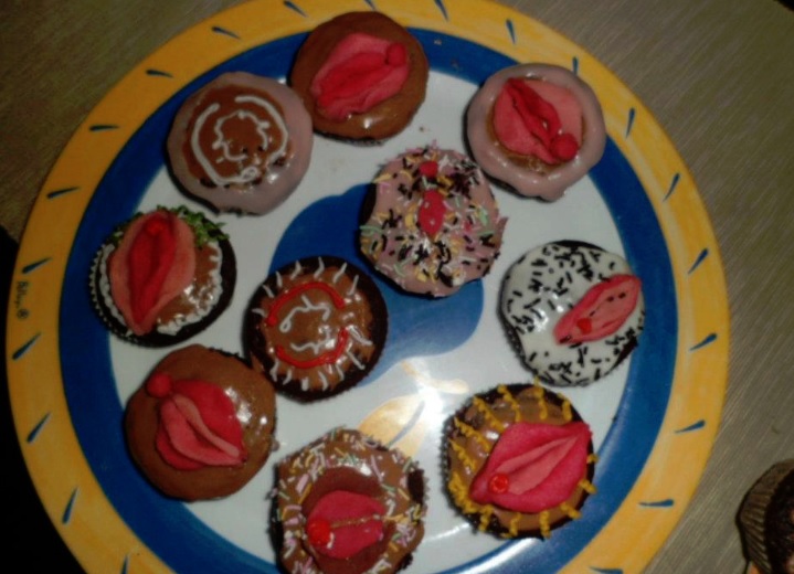 A photo of a plate of vagina cupcakes that the group One Billion Rising posted on their facebook page