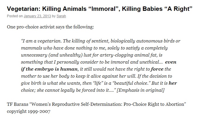 Killing Animals Immoral! But Killing Babies Is A Right?