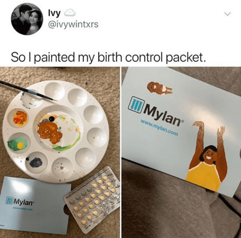 @Ivywintxrs posted "So I painted my birth control packet."